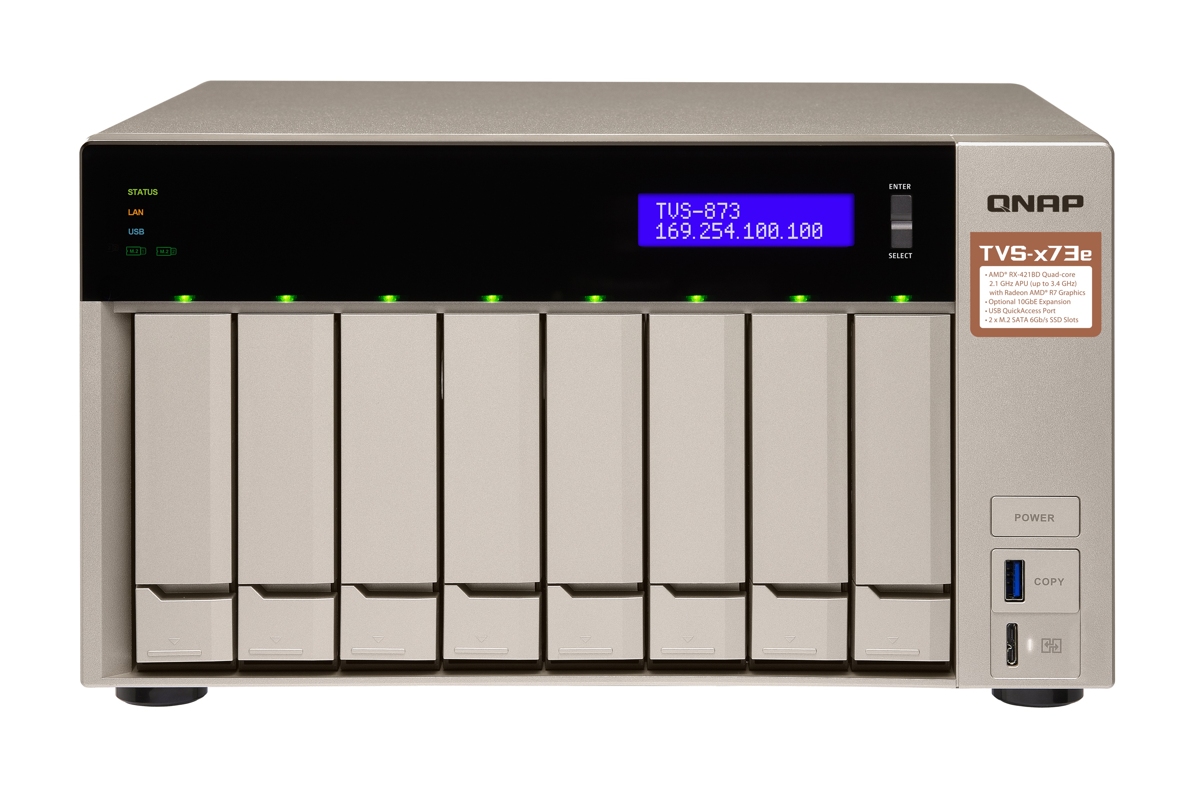 QNAP TVS-873E-4G 80TB (8 x 10 TB WD Ultrastar) 8 Bay Nas mit 4 GB RAM