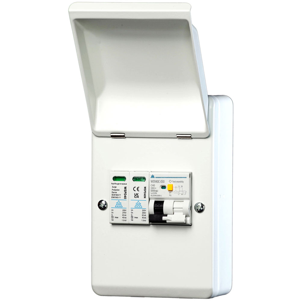 WCED WMRC40CSP 4 Way Type A 40A C Curve RCBO EV Unit + Surge Protection