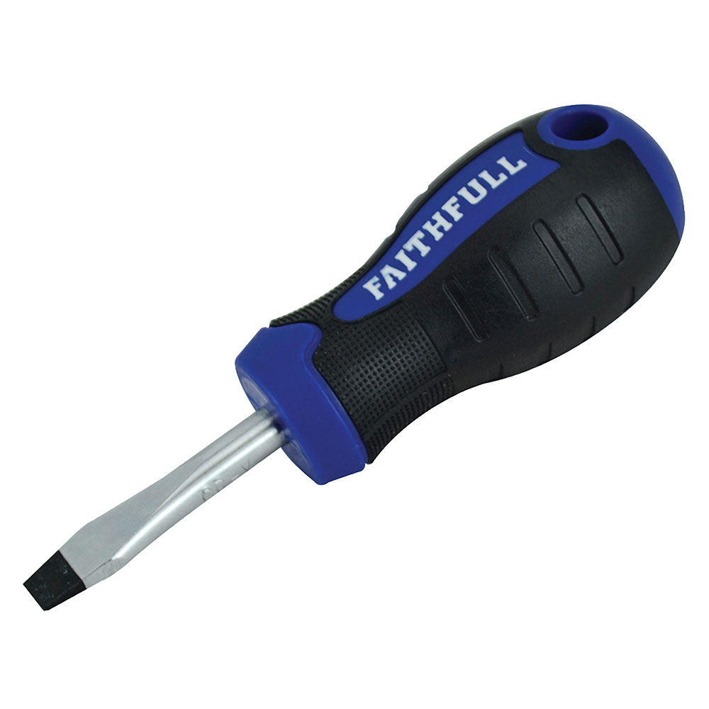 Destornillador Stubby de agarre suave FAISDFS Faithfull con punta ranurada acampanada de 6,5 x 38 mm