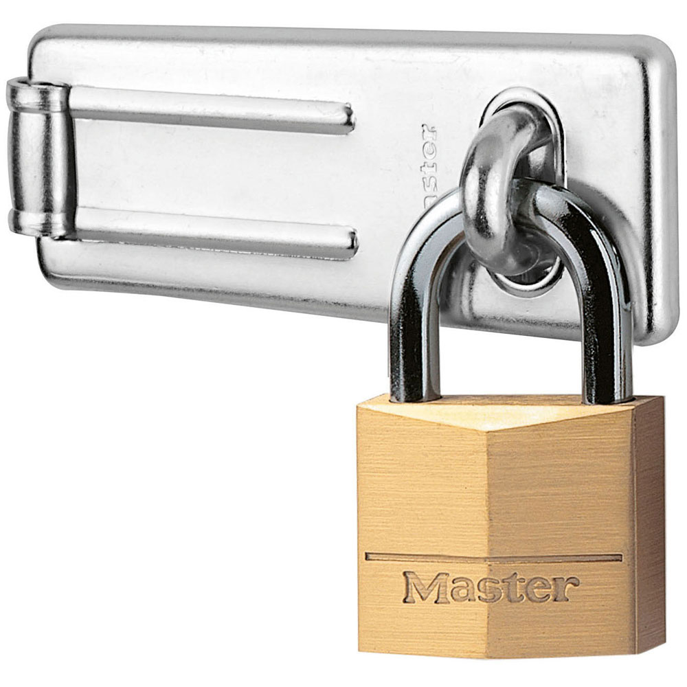 Master Lock 140703EURD Hasp 89 mm + lucchetto in ottone massiccio 40 mm