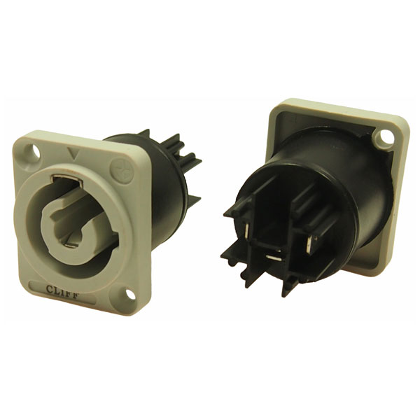 Cliff FM12315 CLIFFCON-P power out socket, panel mount, with keyway, 250VAC, 20A