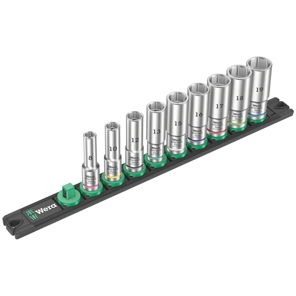 Wera 05005440001 Magnetic Socket Rail B Deep 1 Socket Set, 3/8