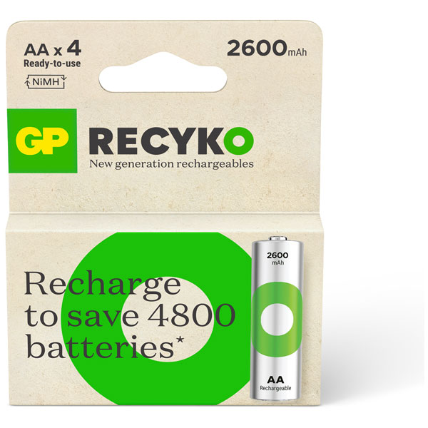 Boîte en papier ECV GP GPRHC272E044 GP Recyko NiMH 2600mAh AA 4