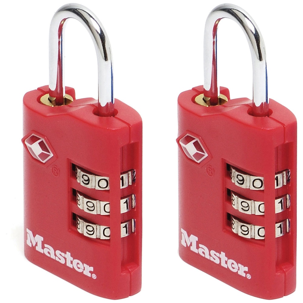Master Lock 4686EURT Lucchetto TSA con combinazione a 3 cifre in zinco da 30 mm x 2