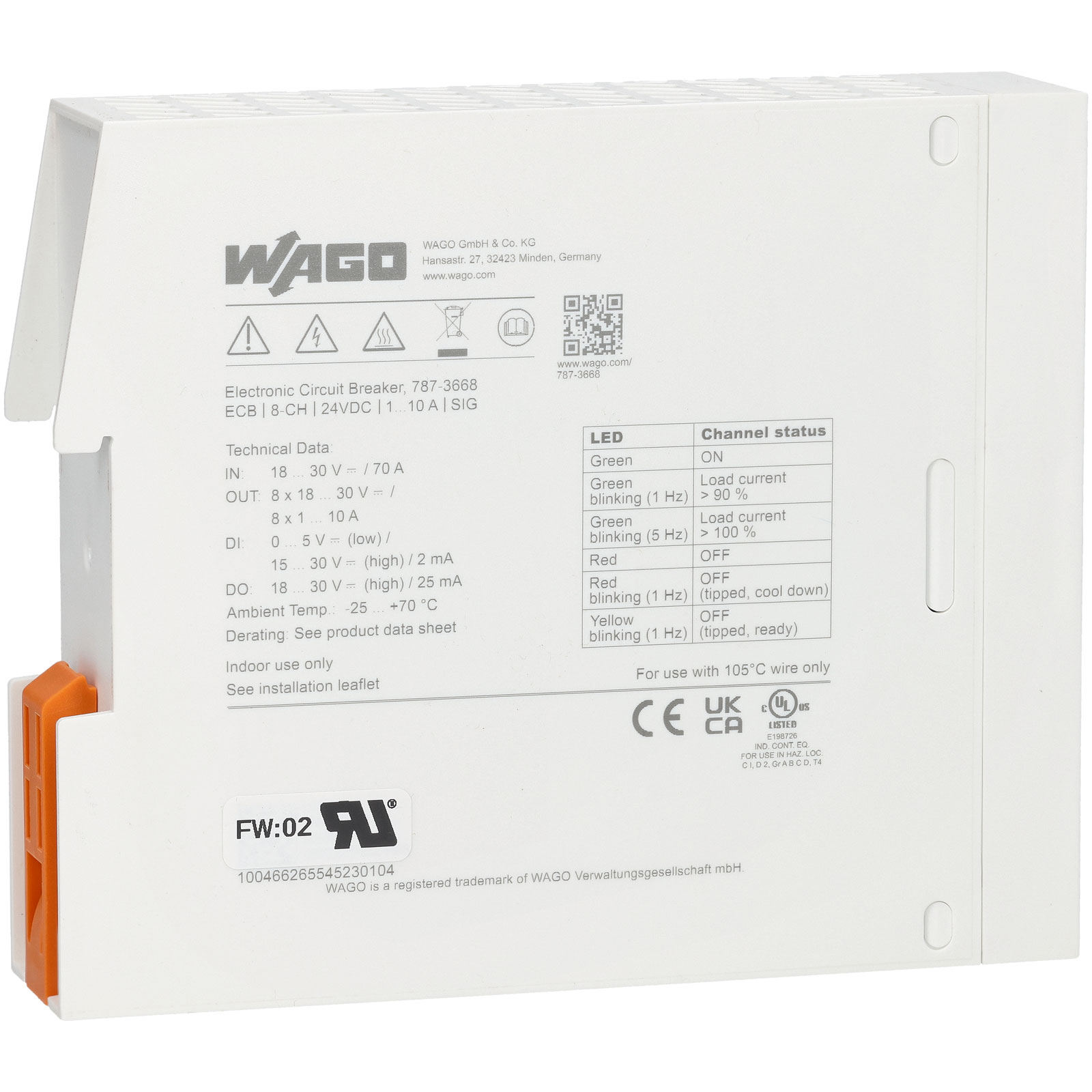 WAGO 787-3668 8 Channel 24V 10A Adjustable Circuit Breaker