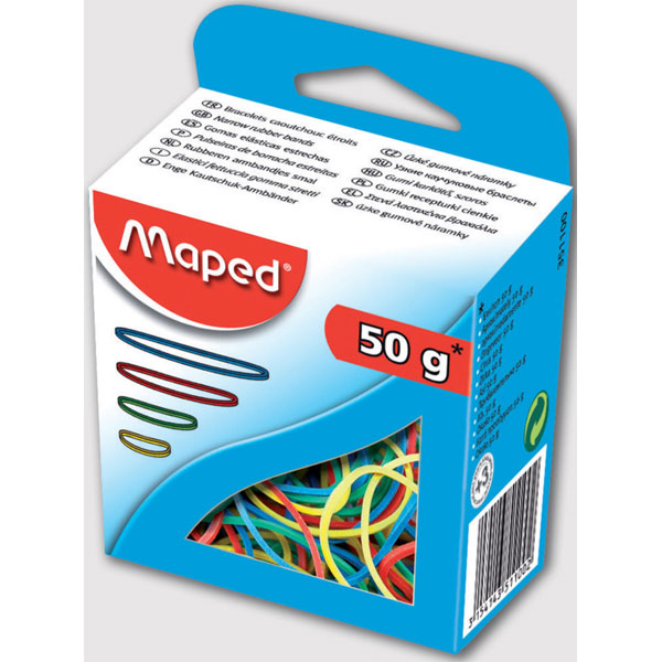Maped Helix 351100 Elastic Bands in Assorted Colours and Sizes 50g Qty