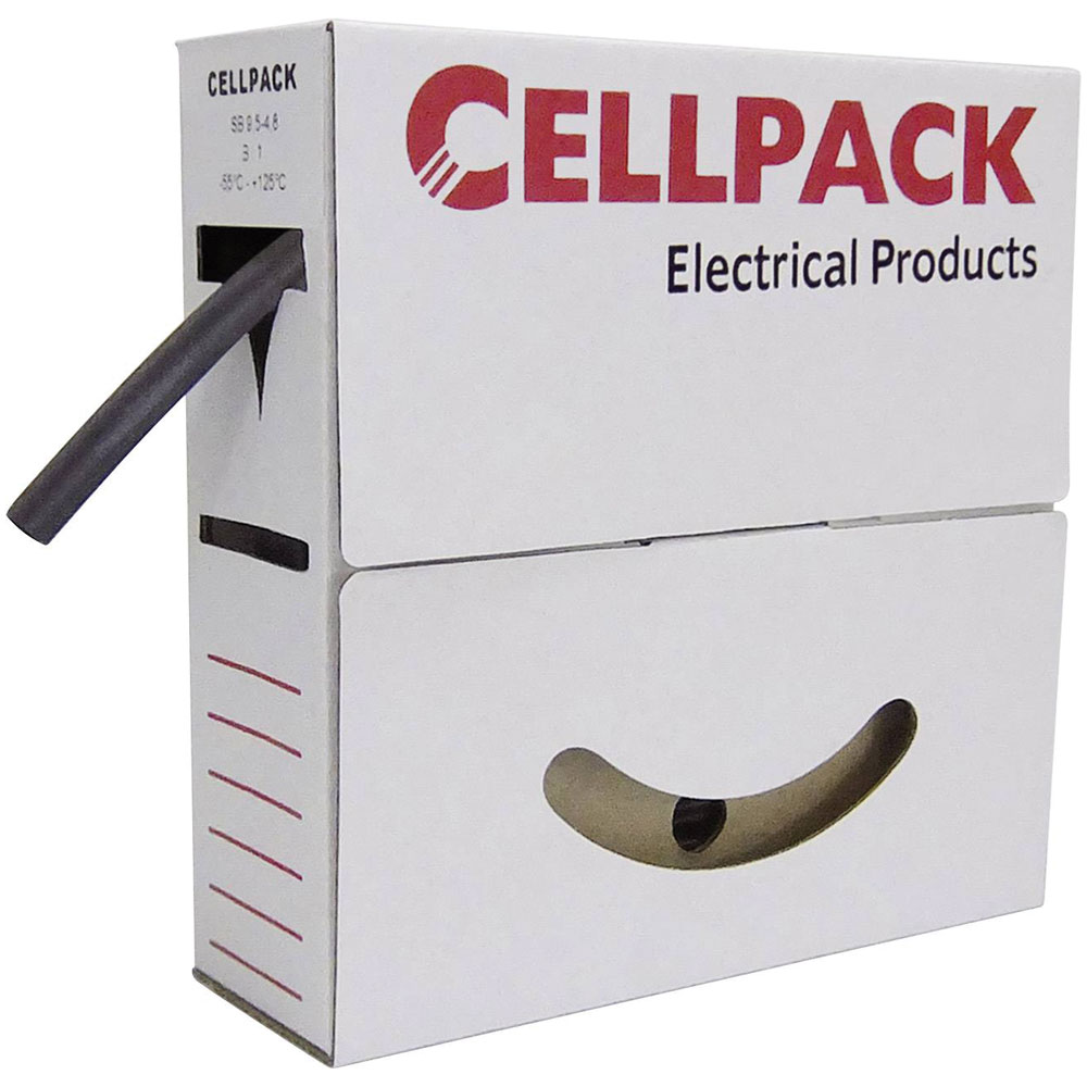 CellPack 127097 Termocontraíble negro 1,50 mm, contracción 3:1, 15 m de longitud
