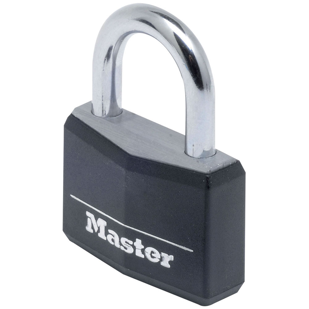 Master Lock 9140EURDBLK Lucchetto a 4 pin con copertura in vinile nero e alluminio da 40 mm