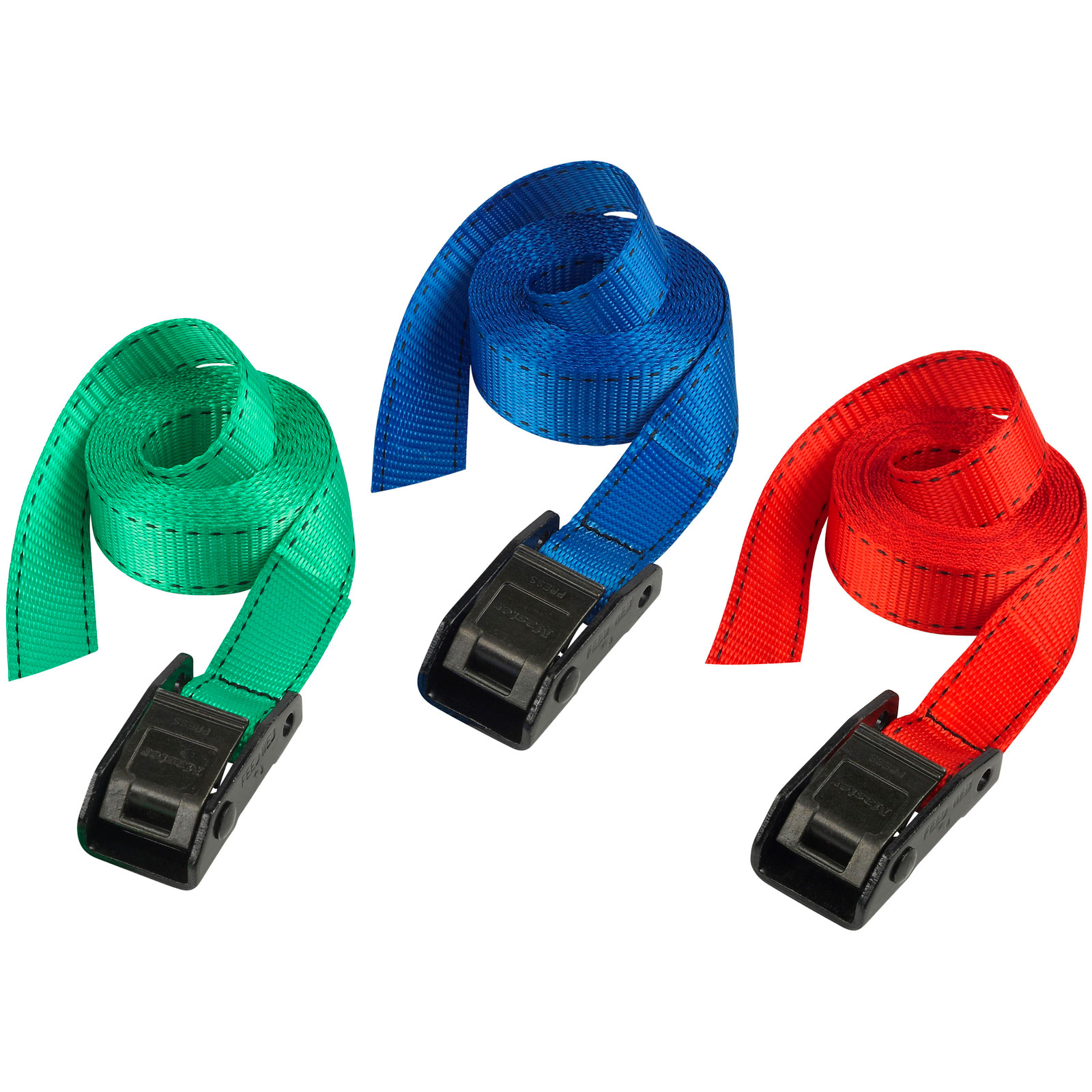 Master Lock 3110EURDATCOL Lashing Strap +Metal Buckle Coloured 2.5m 150kg Pk 2