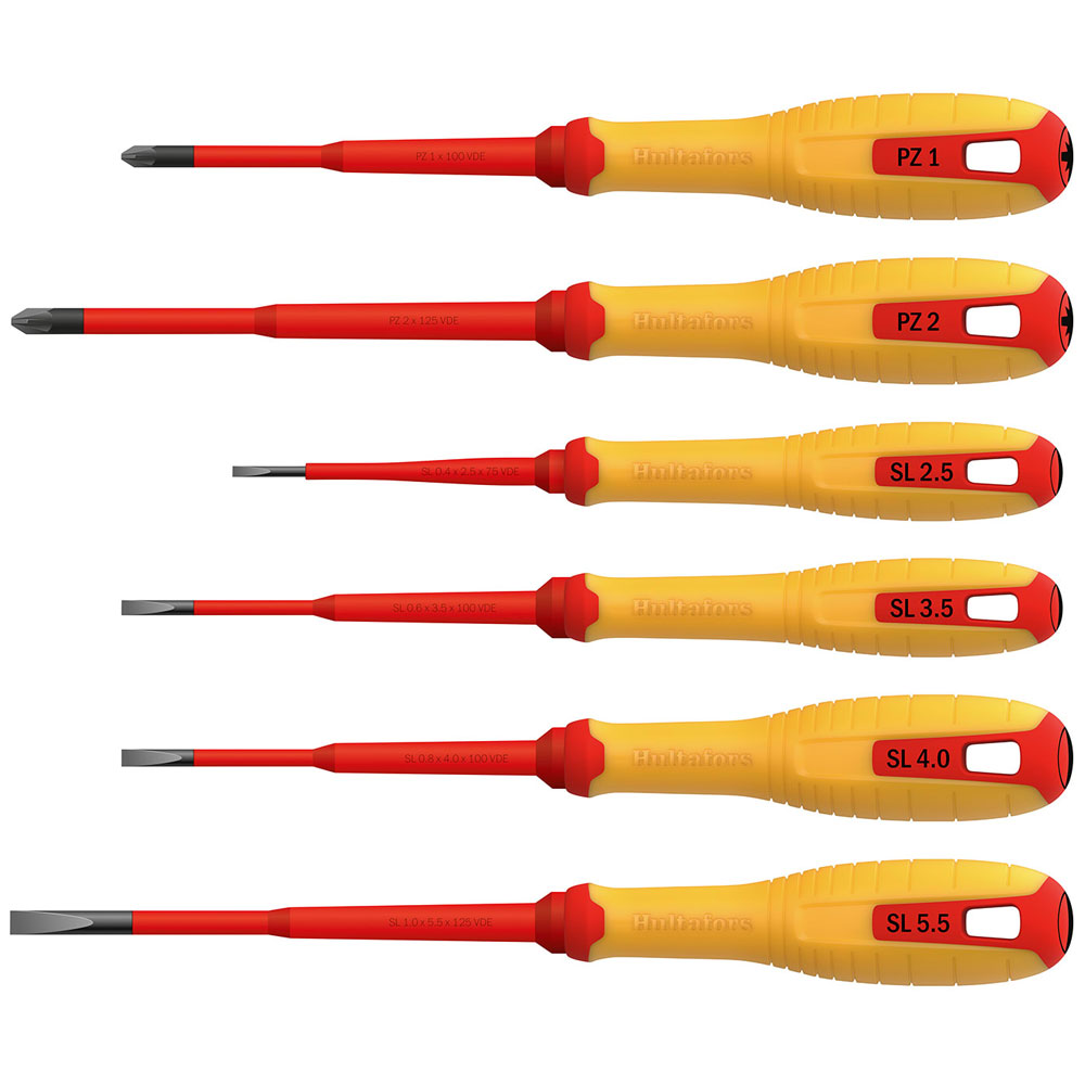 Hultafors HUL444465 Set di cacciaviti VDE Pozidriv e a taglio, 6 pezzi