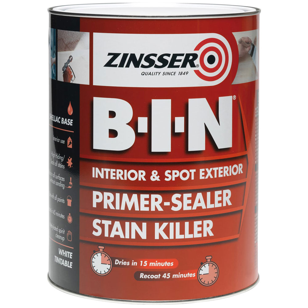 Zinsser ZN7020001A1 B.I.N® Primer, Sealer & Stain Killer Paint White 5 litre
