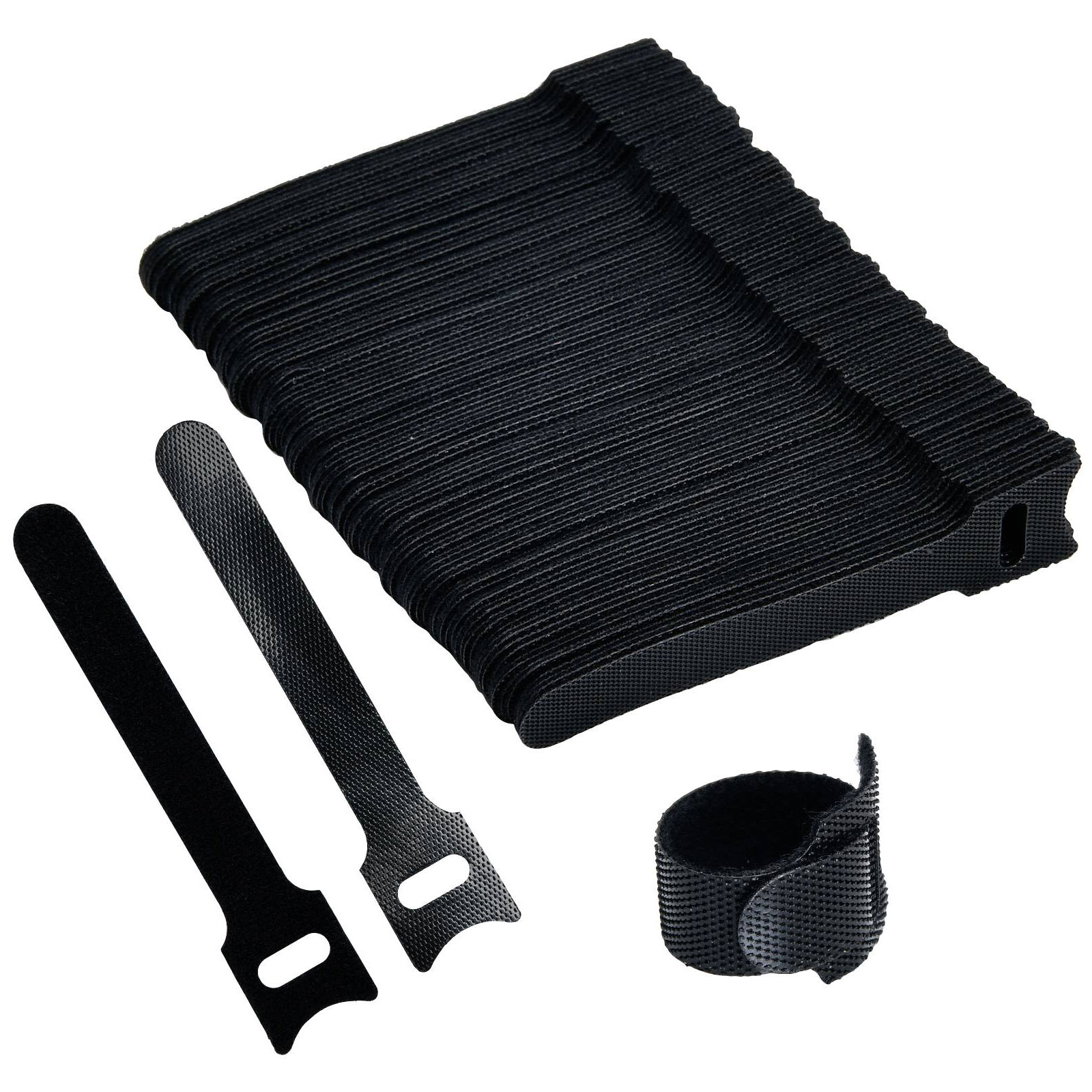 TruComponents 656406 Attache de câble auto-agrippante 100 mm x 12 mm Noir 100 pièces
