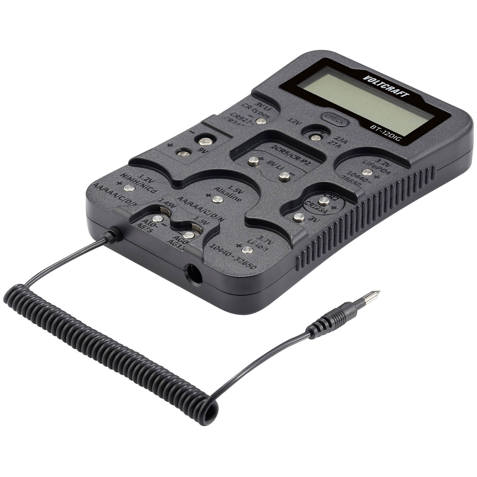 VOLTCRAFT Battery tester BT12DIG reading range1.2 V.5 V 3 V 3.7 Vmu