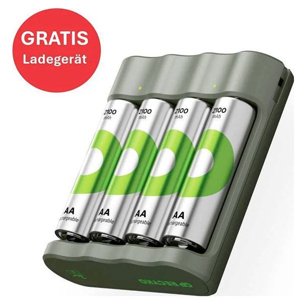 GP GPRCKCHB441U994 B441 Battery Charger 4x AA 2100mAh ReCyko NiMH USB