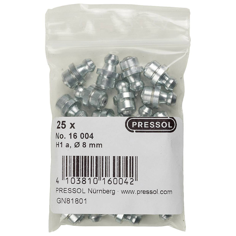 Pressol 16 004 H1 Nipplo Lubrificante A-Dritto Ø 8 mm 25 pz