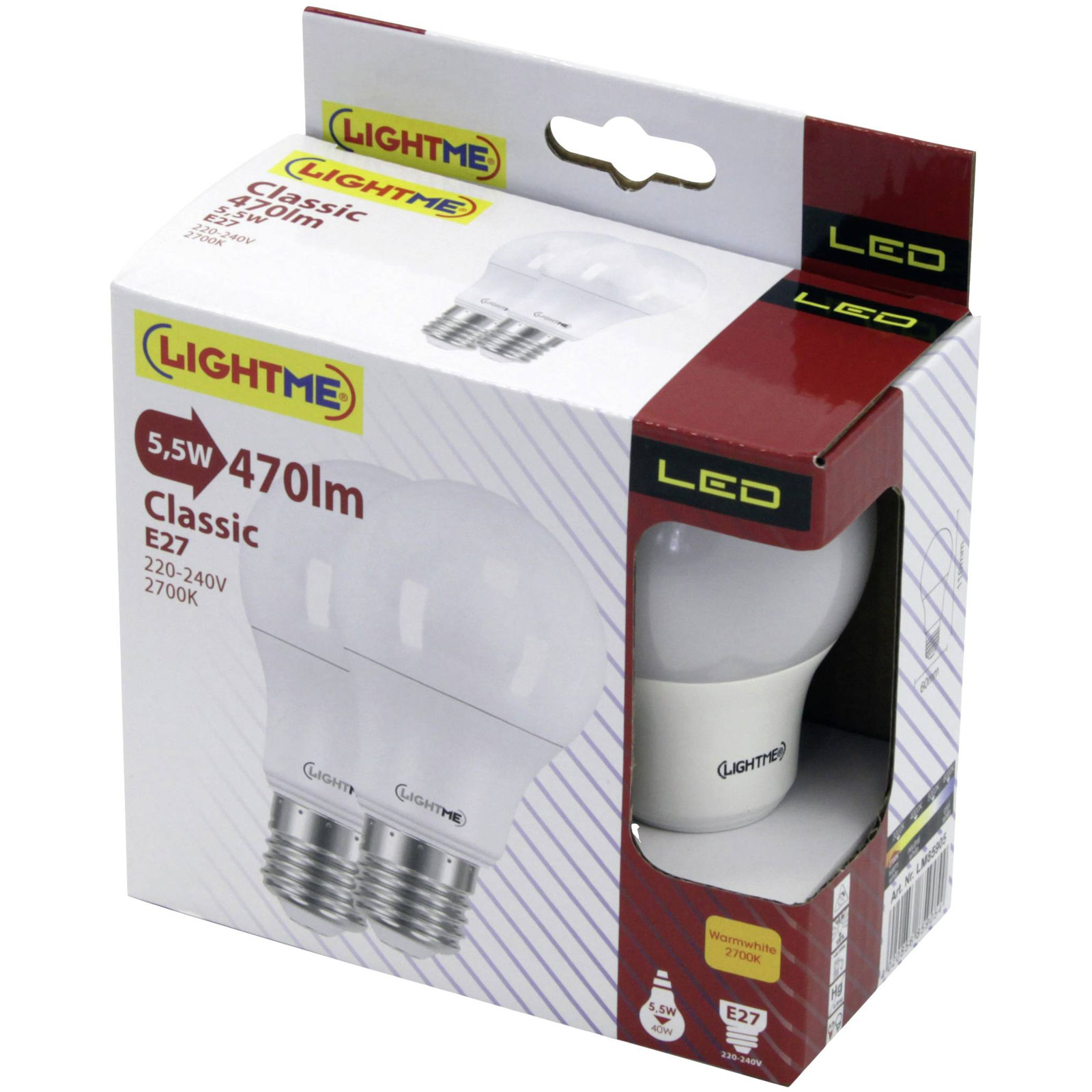 LightMe LM85905 Lampadina LED 4.9W E-27 Bianco caldo 2 Pezzi