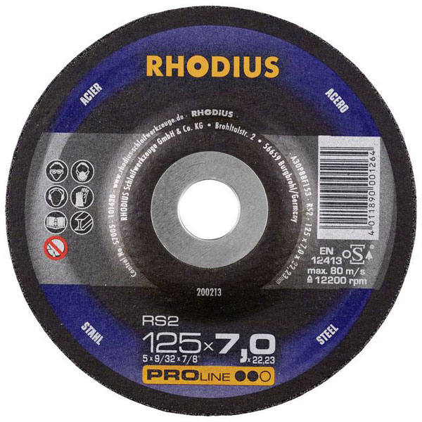 Rhodius 200213 RS2 Grinding Disc Dia 125mm Bore 22.23mm Steel 1 piece