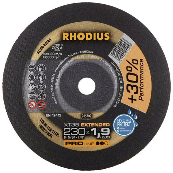 Rhodius 205702 XT38 Cutting Disc 230mm for Stainless Steel and Steel