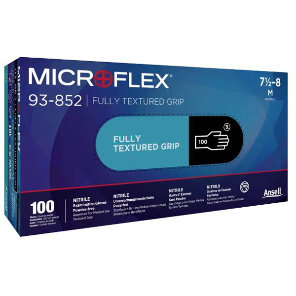 Ansell 93852100 MICROFLEX Guanti in Nitrile Taglia 10 Nero Testurizzato 100 Pezzi