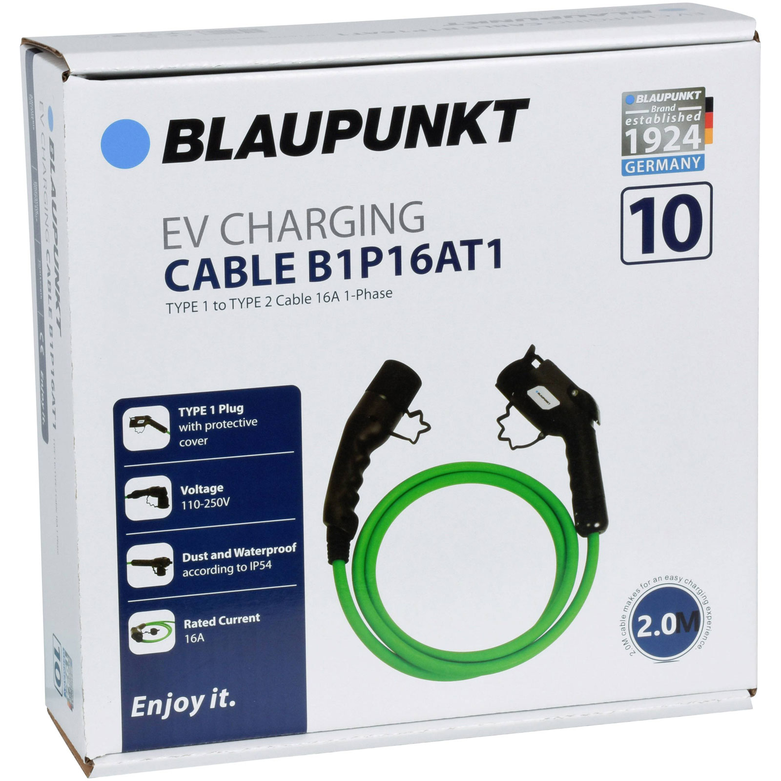 Blaupunkt B1P16AT1 eMobility Cavo di ricarica per auto 2m Tipo 1 16A IP54
