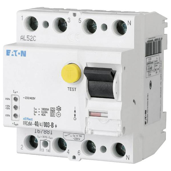 Eaton 167893 FRCDM RCCB AC/DC sensible 4 broches 40 A 0,03 A 240/415 V
