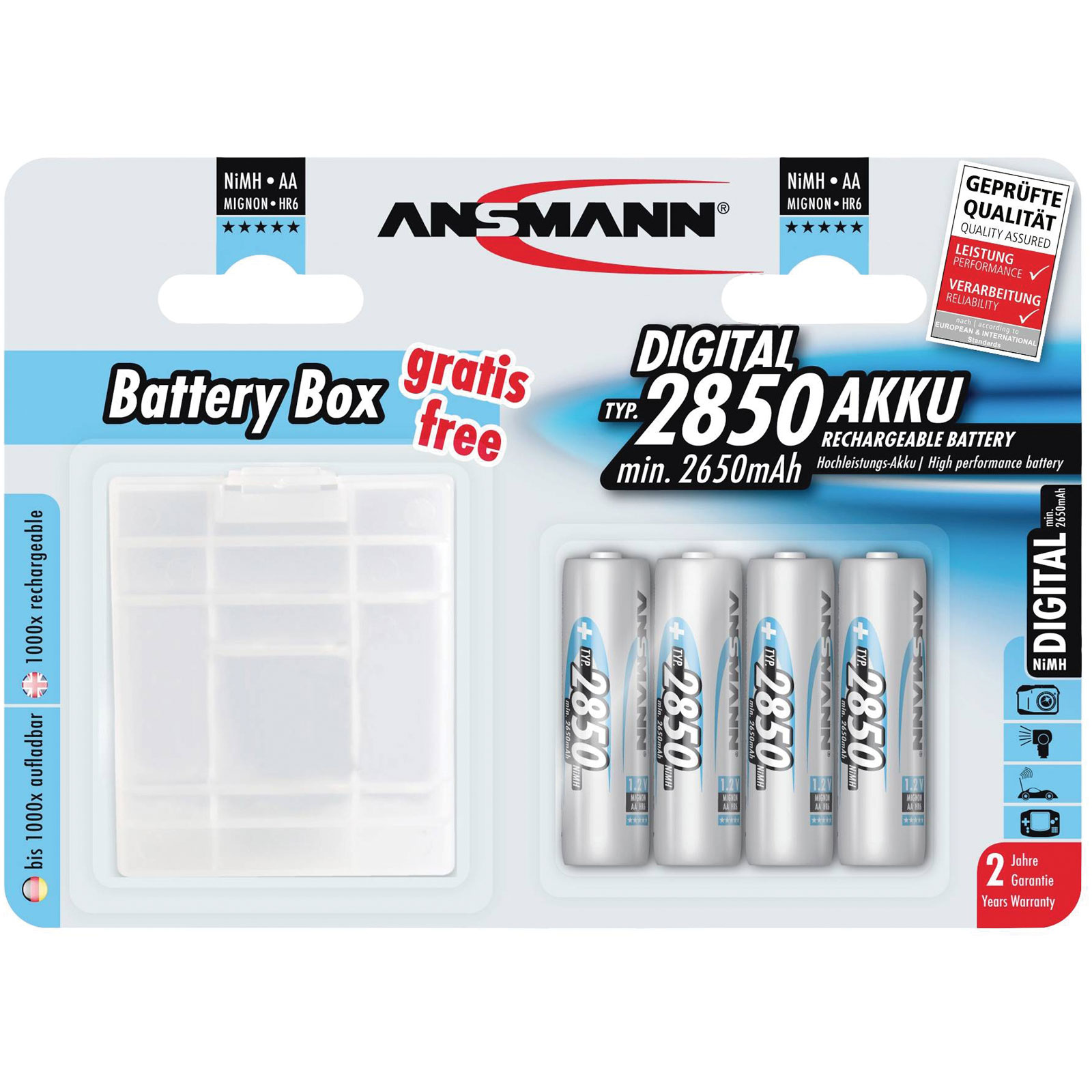 Ansmann 1312-0011 AA Battery Rechargeable NiMH 2850mAh 1.2V Set