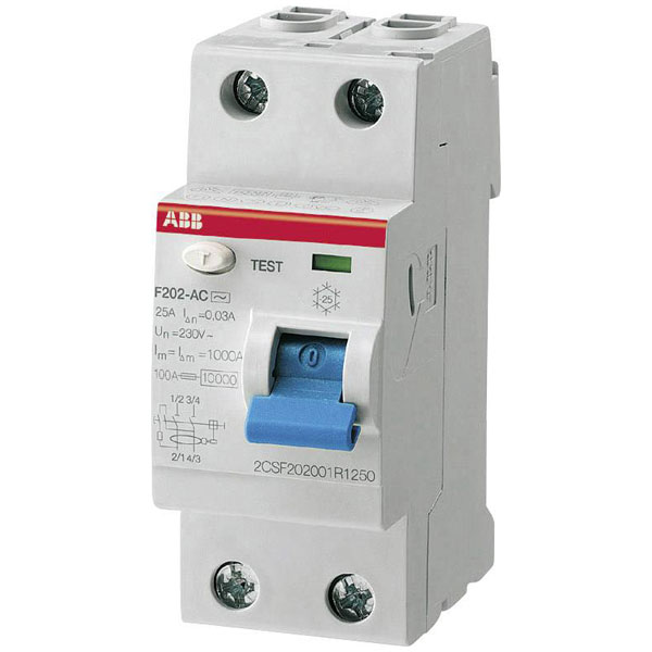 ABB 2CSF202101R1250 RCCB 2-pin 25A 0.03A 230V Enhanced Safety