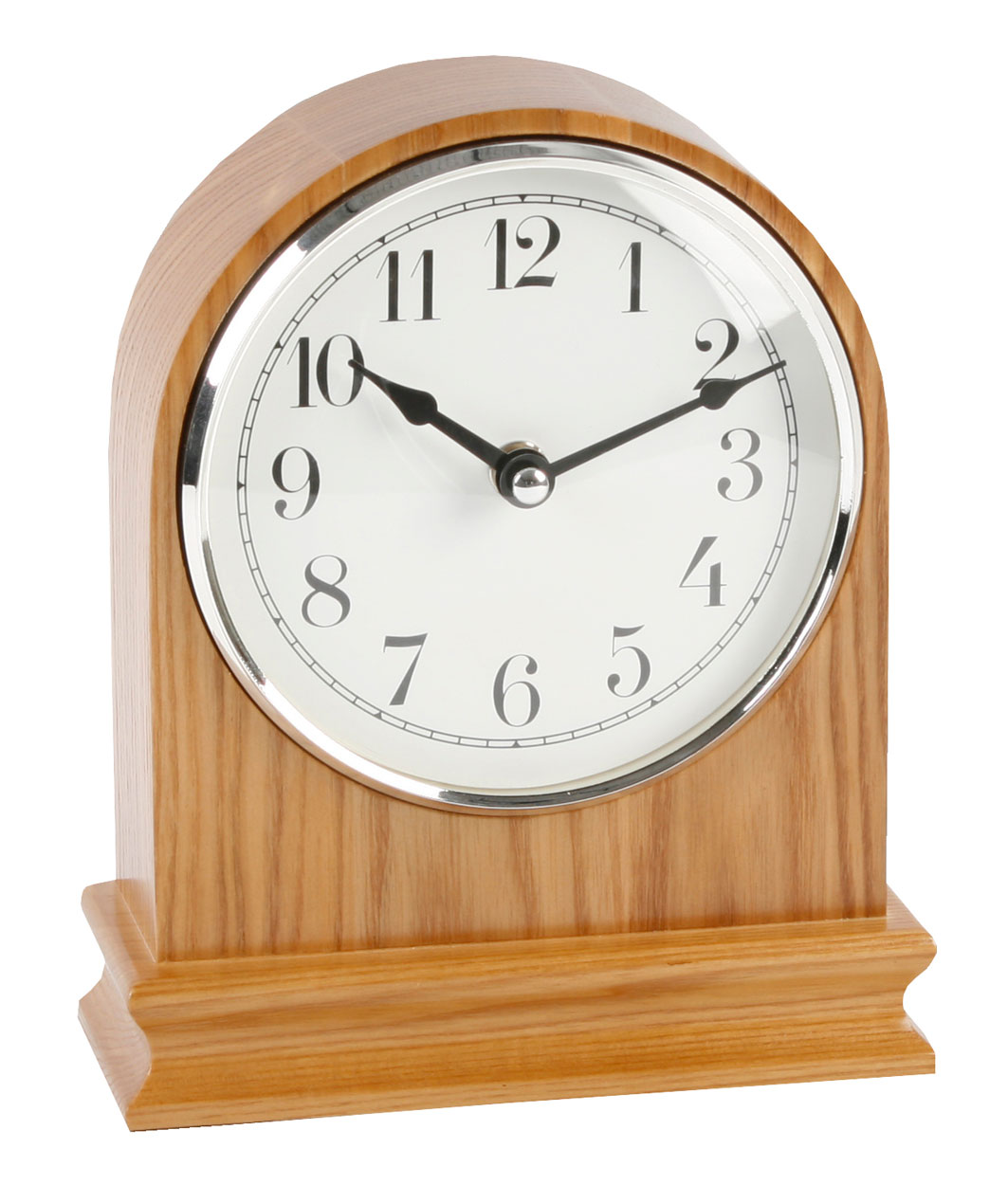 Modern Arched Oak Finish Wood Mantle Clock - Clear Arabic Dial Mantel ...