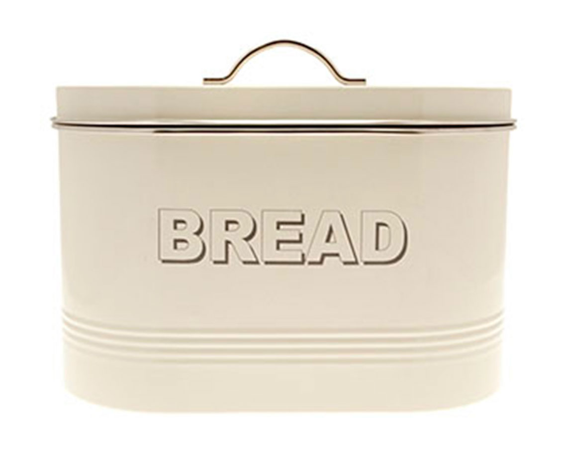 Home Sweet Home Retro Cream Enamel BREAD BIN Vintage Kitchen Storage ...