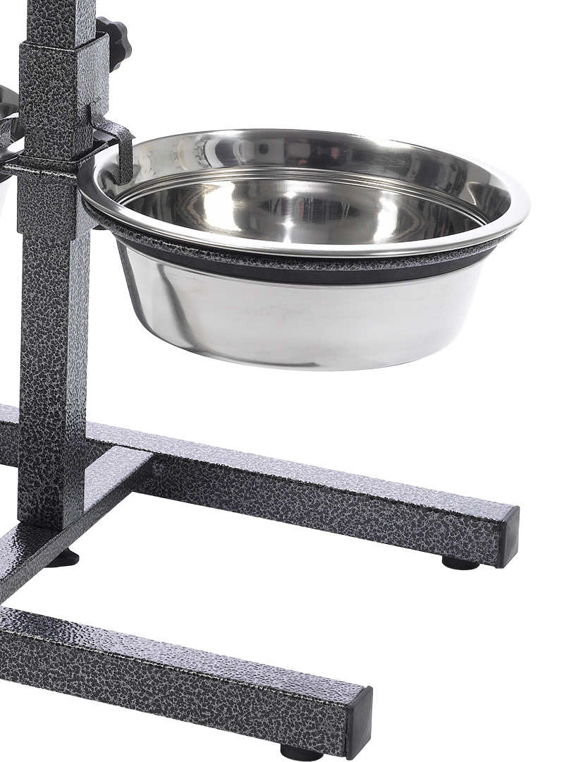 Adjustable Double Diner Dog Bowls Anti Rattle Raise Feeding Dishes Aid ...