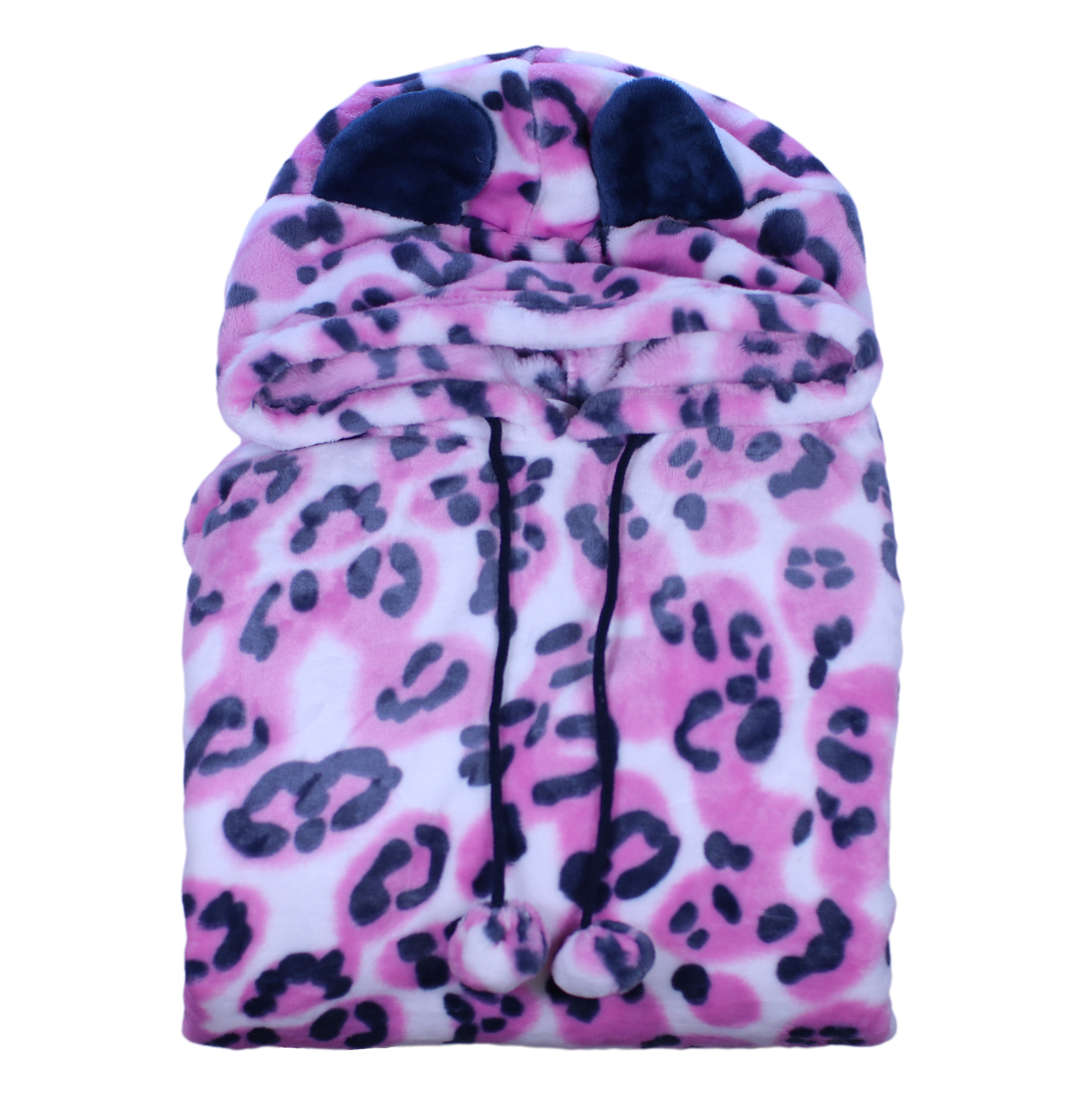 Slenderella Womens Animal Print Thick Fleece Pyjamas Warm Loungewear Hooded PJs - Picture 6 of 11