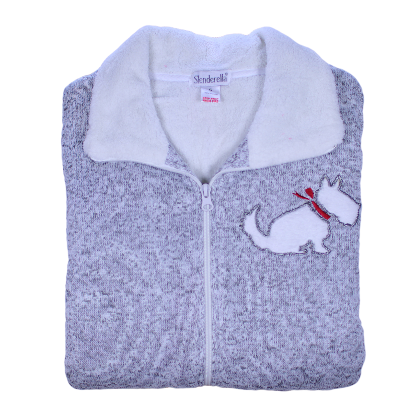 Slenderella Ladies Scottie Dog All In One Pyjamas Knitted Marl Zip Up Romper - Picture 34 of 35