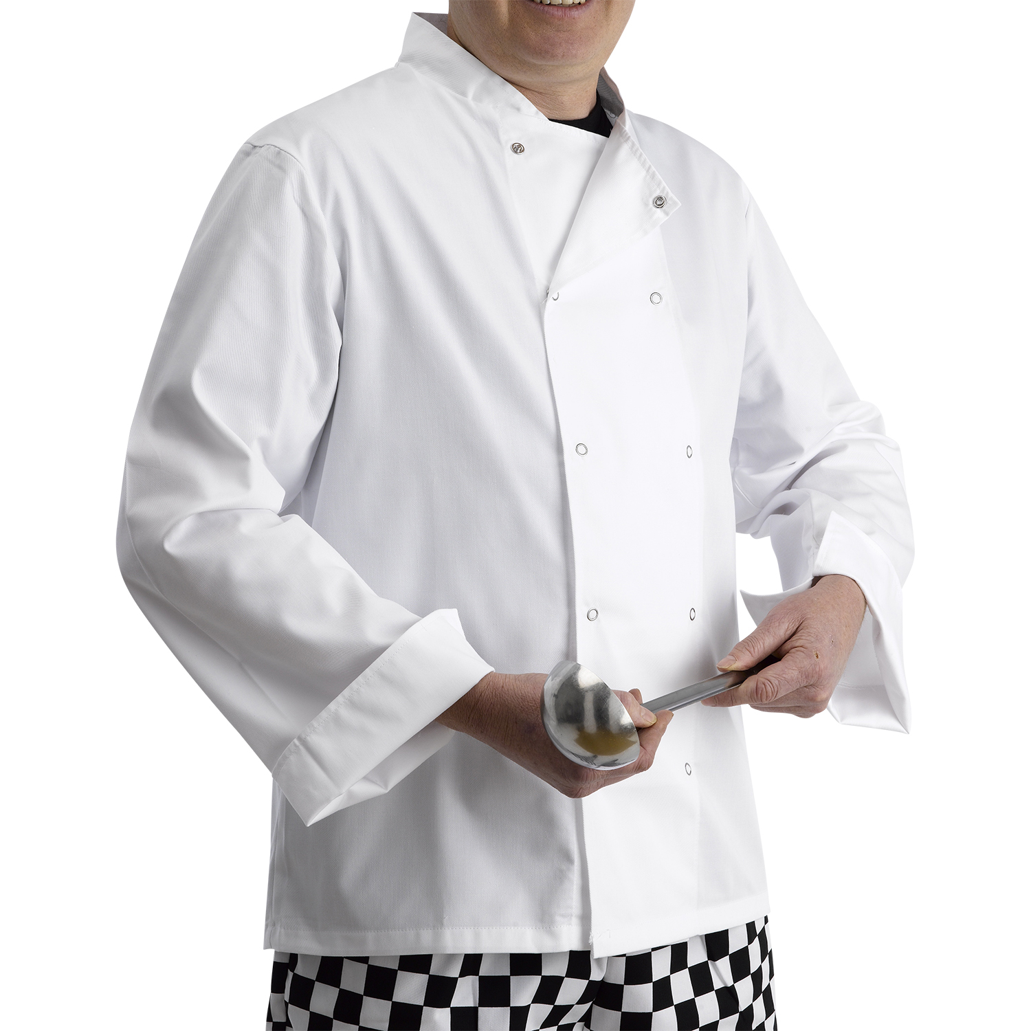 Giacca chef policotone maniche lunghe borchie pressa catering bianchi cucina cuochi - Foto 2 di 11