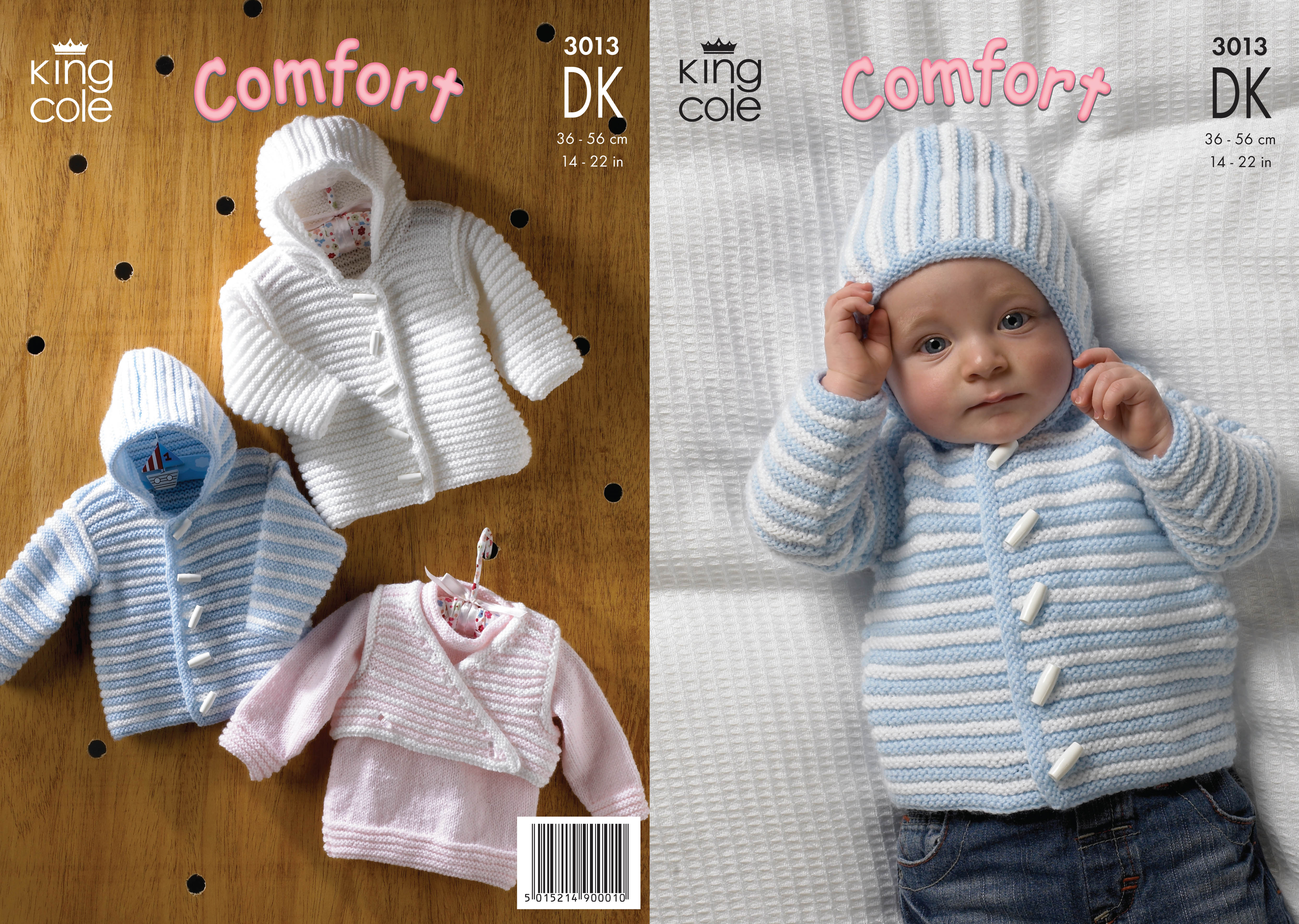 Details About King Cole Double Knitting Dk Pattern Baby Sweater Hooded Jacket Body Warmer 3013