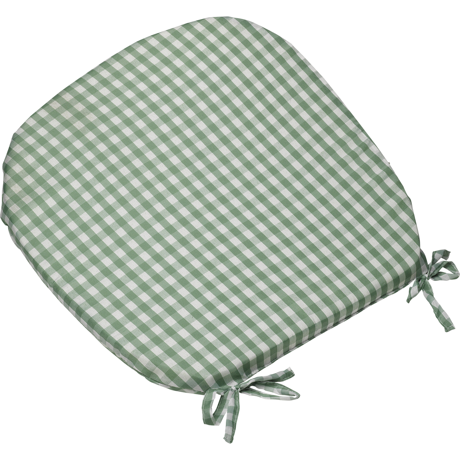 Tie On Rounded Gingham Chair Seat Pad Cushion Outdoor Garden Dining