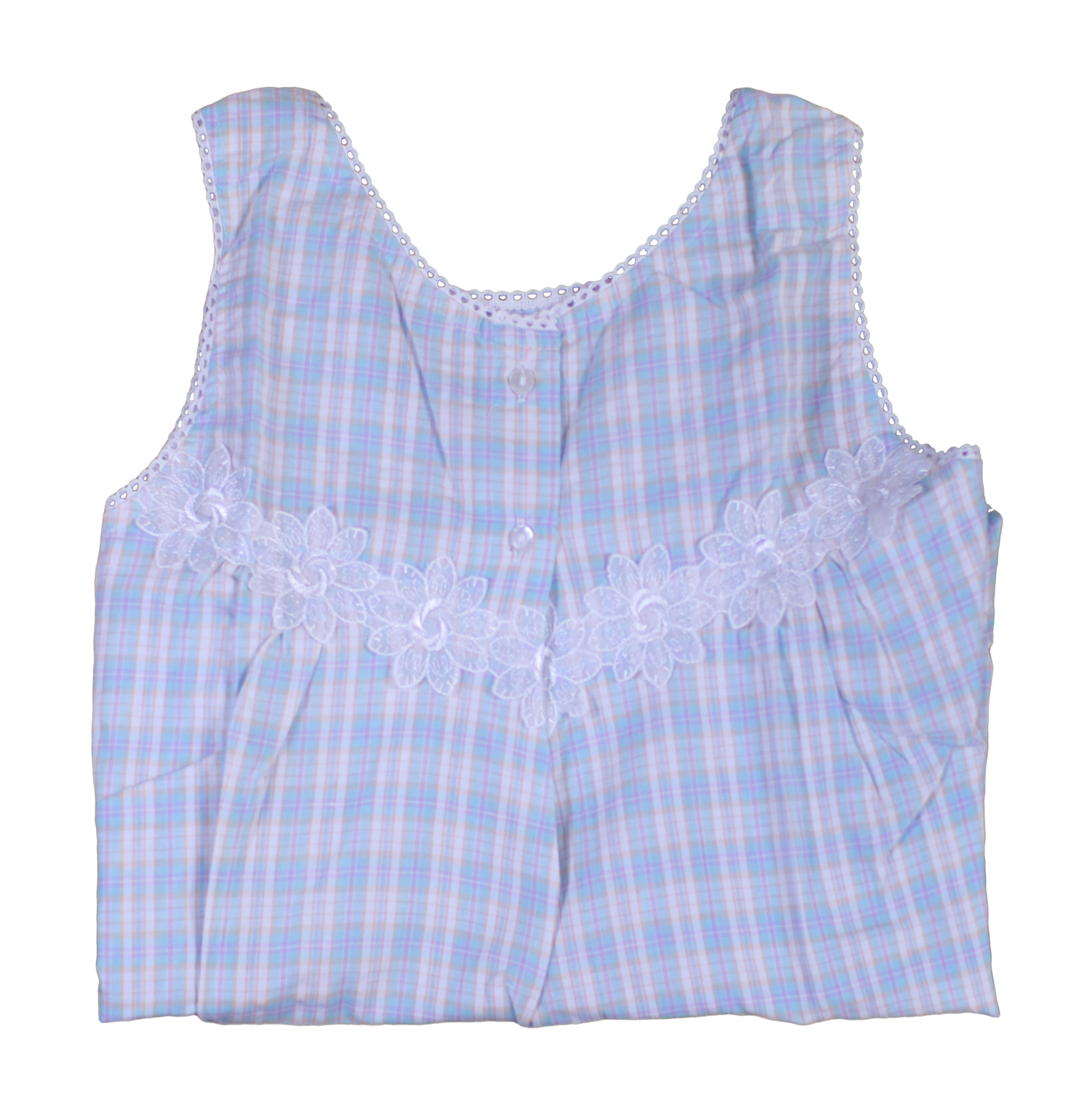 Womens Cotton Seersucker Check Pyjamas Sleeveless Top PJ Bottoms Set Small - Picture 12 of 19