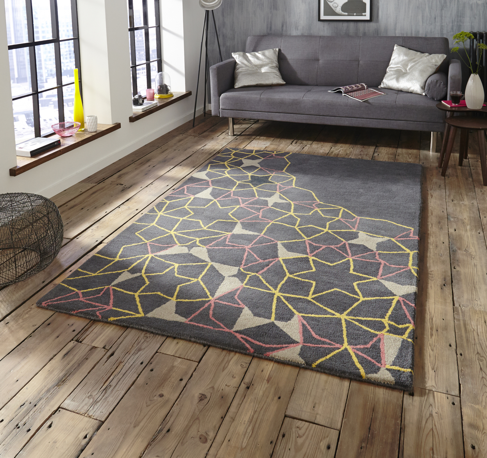 Geometric Arrows Stars 100 Wool Rug Modern Hand Tufted Mat Grey Geometric Arrows Stars 100 Wool Rug Modern Hand Tufted Mat Grey Pink Yellow