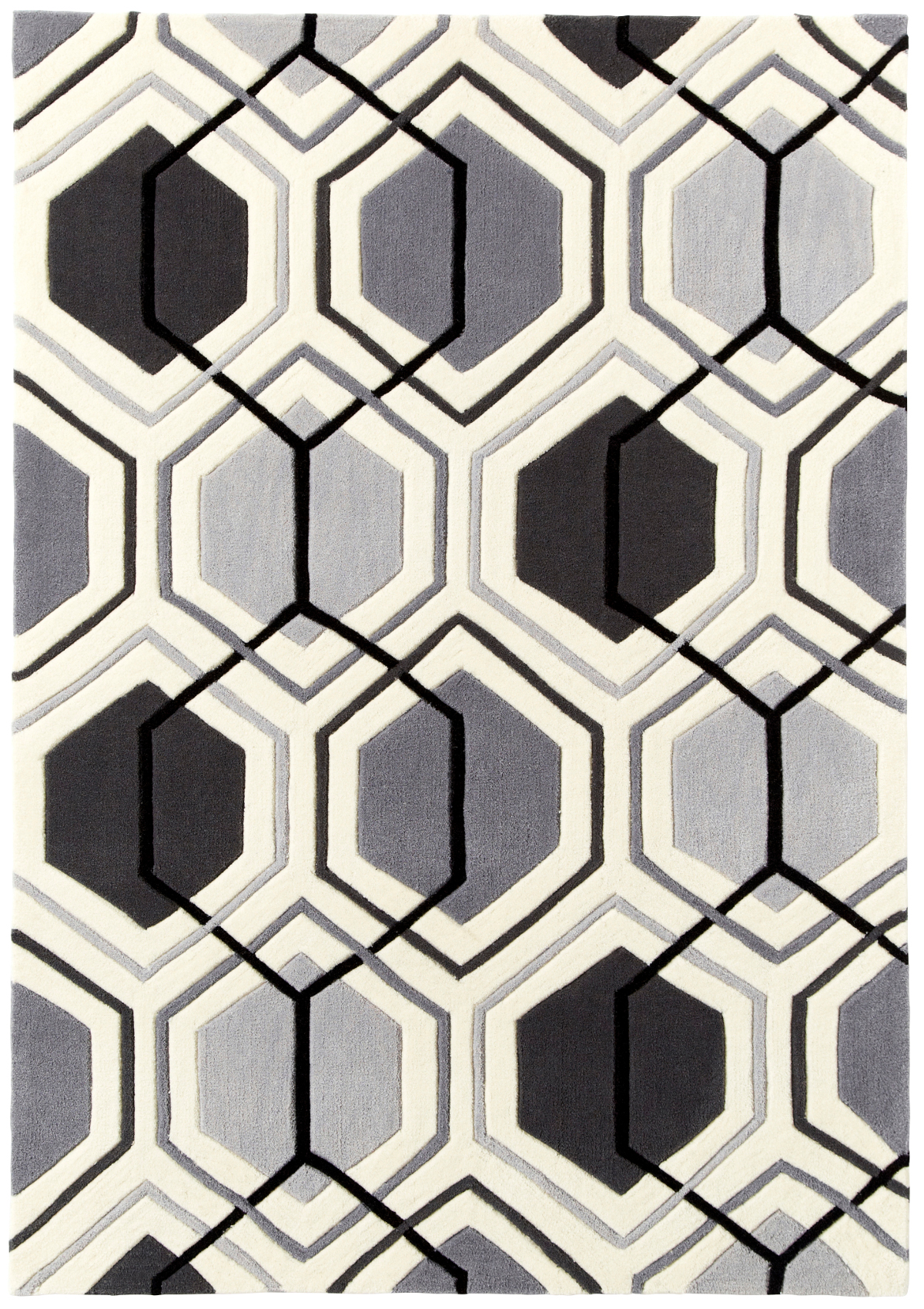 Modern Geometric Design Rug Hexagon 100 Acrylic Hand Tufted Large Mat