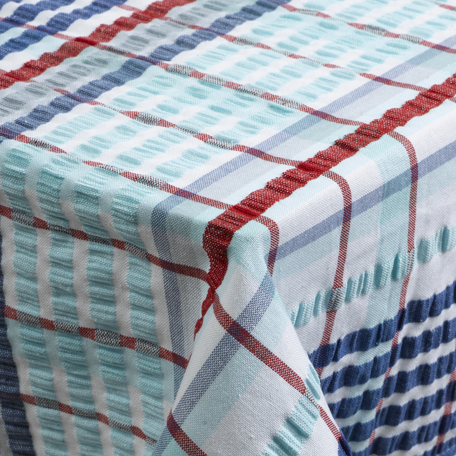 Traditional Bright Seersucker Table Cloth 100 Cotton Checked Dining