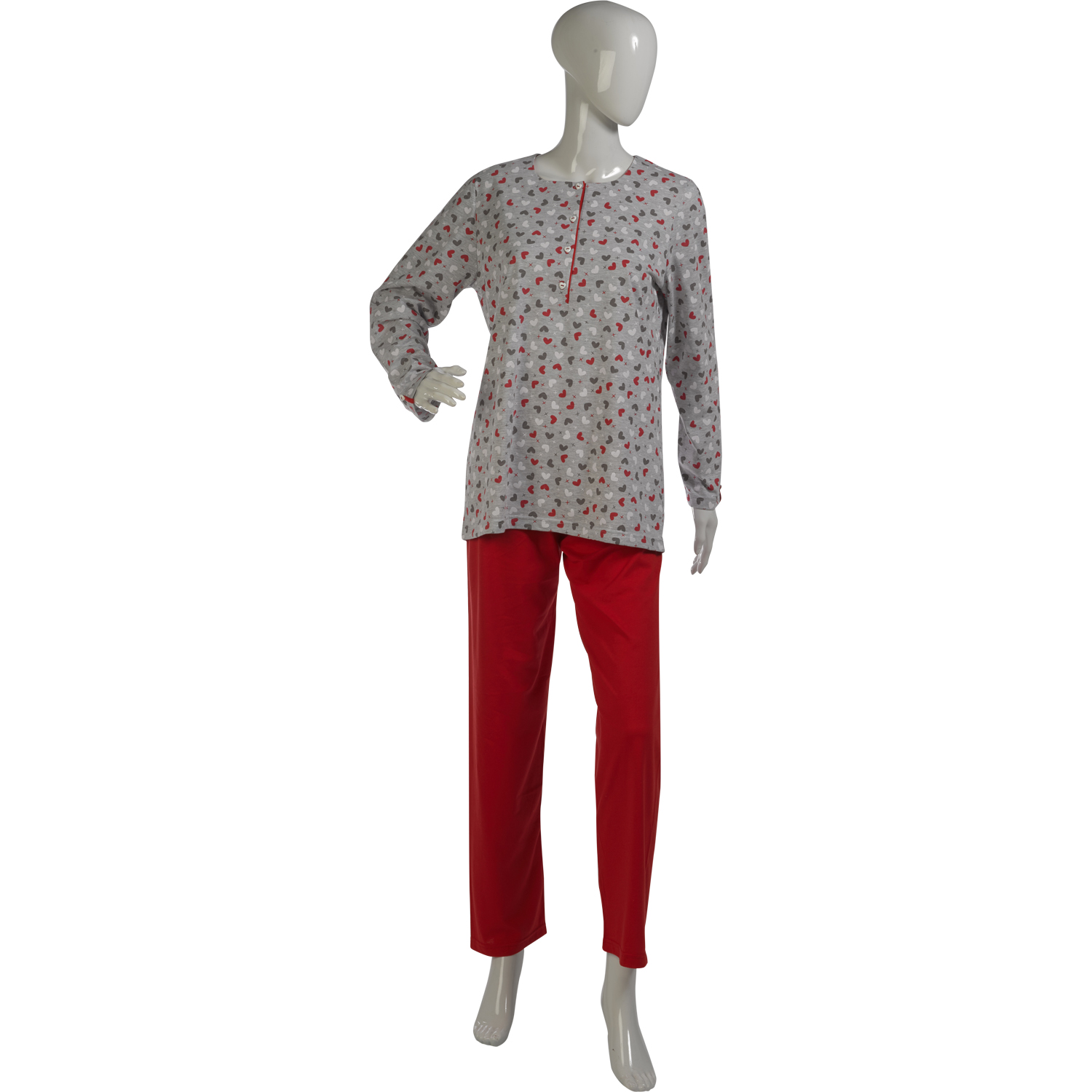 Ladies Hearts Pyjamas Set Womens 100% Jersey Cotton Top & Trouser Bottoms PJs - Picture 11 of 15
