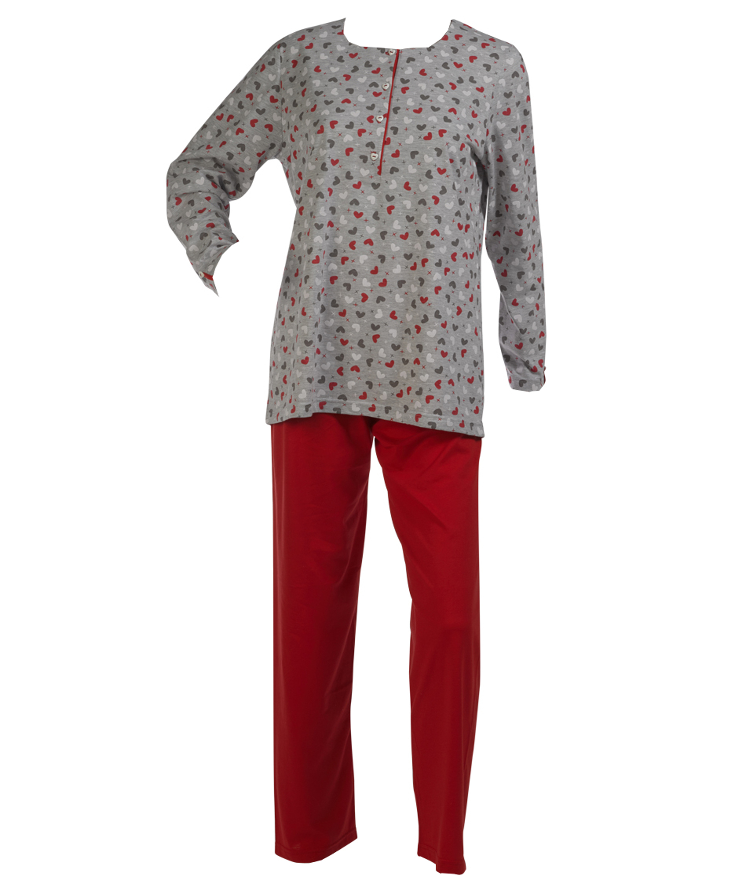Ladies Hearts Pyjamas Set Womens 100% Jersey Cotton Top & Trouser Bottoms PJs - Picture 15 of 15