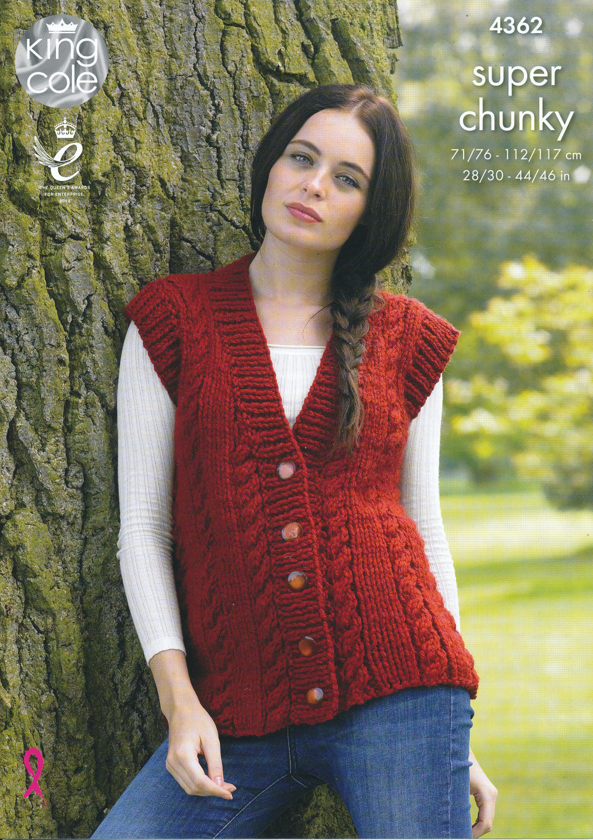 Ladies Super Chunky Knitting Pattern King Cole Cable Knit