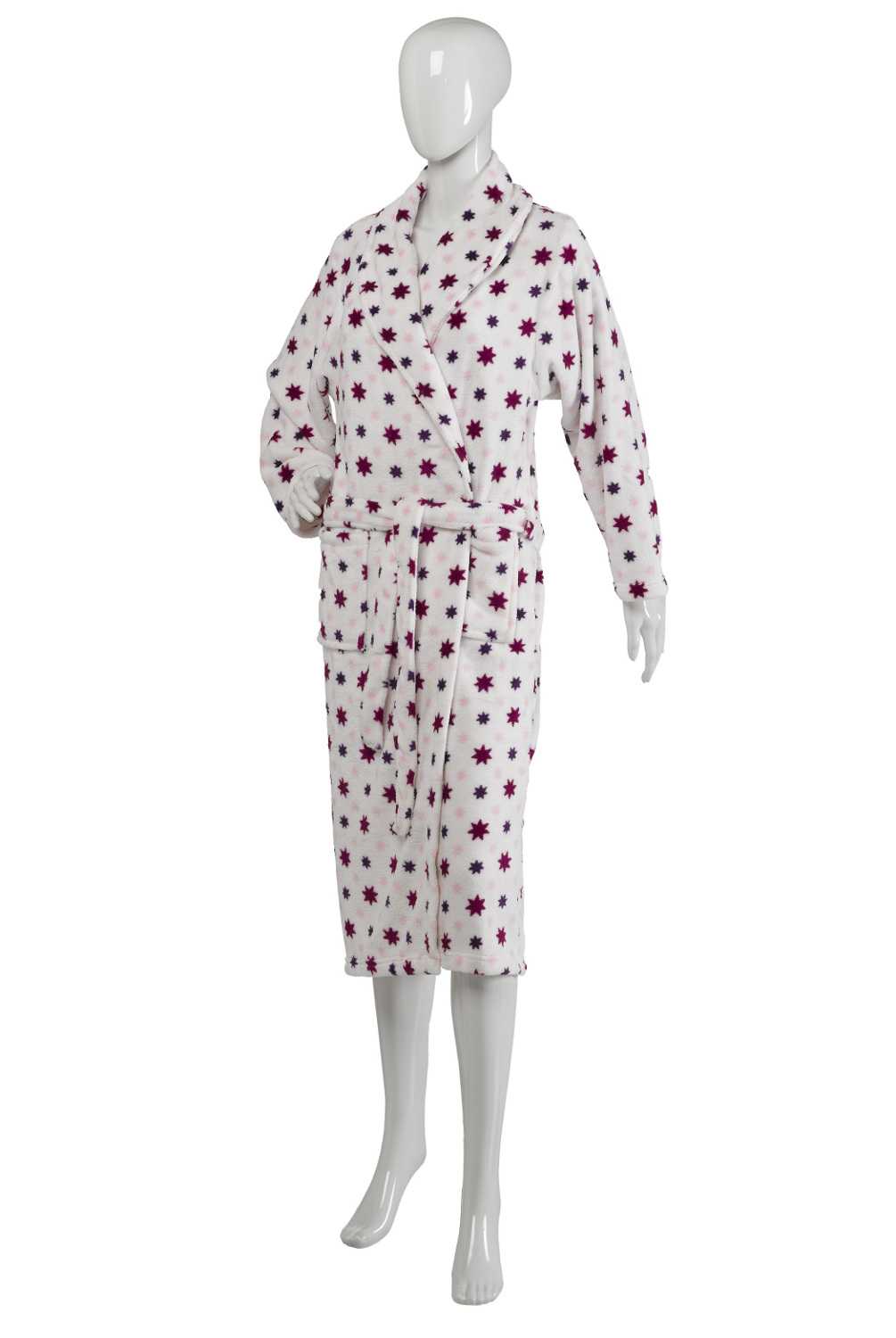Slenderella Ladies Hearts or Star Design Bath Robes Soft Fleece Dressing Gown - Picture 20 of 36