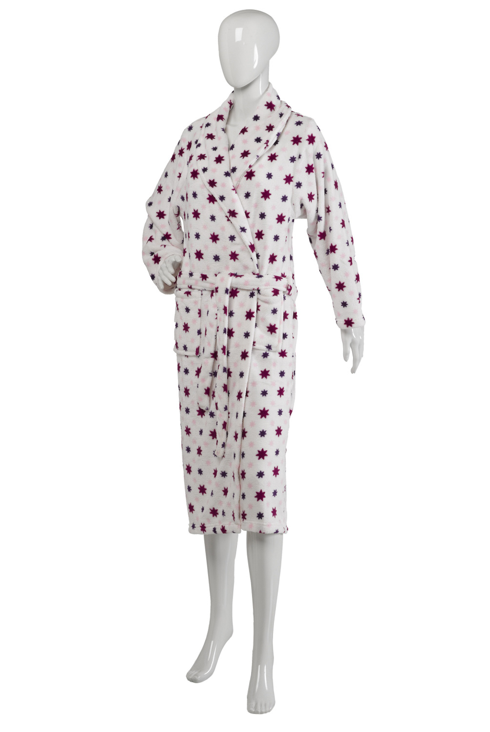 Slenderella Ladies Hearts or Star Design Bath Robes Soft Fleece Dressing Gown - Picture 21 of 36