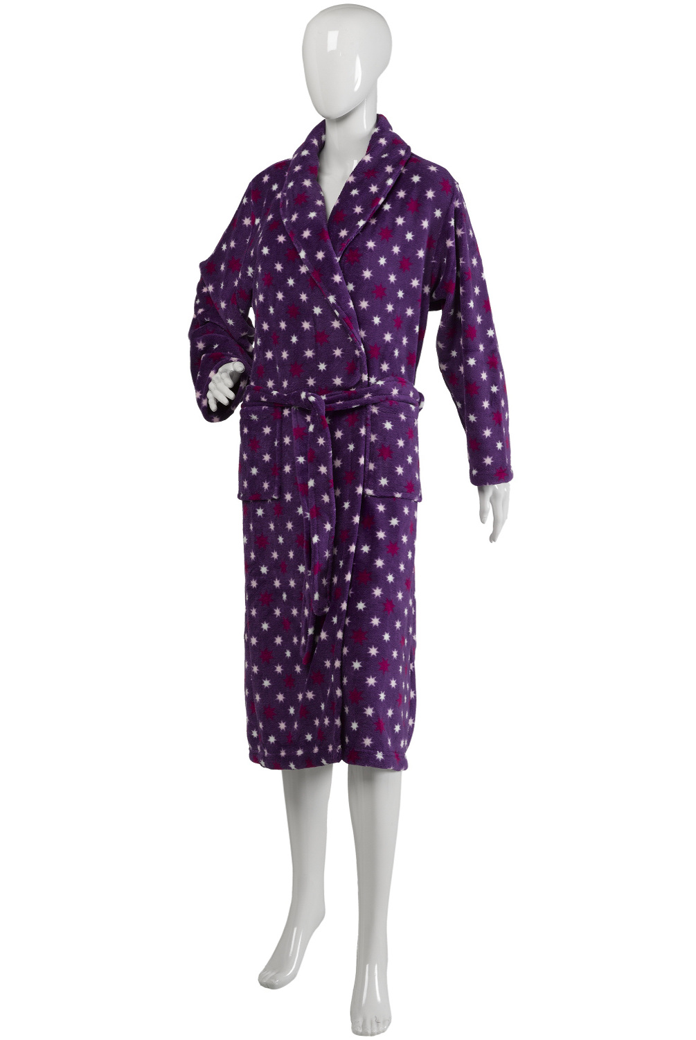 Slenderella Ladies Hearts or Star Design Bath Robes Soft Fleece Dressing Gown - Picture 24 of 36