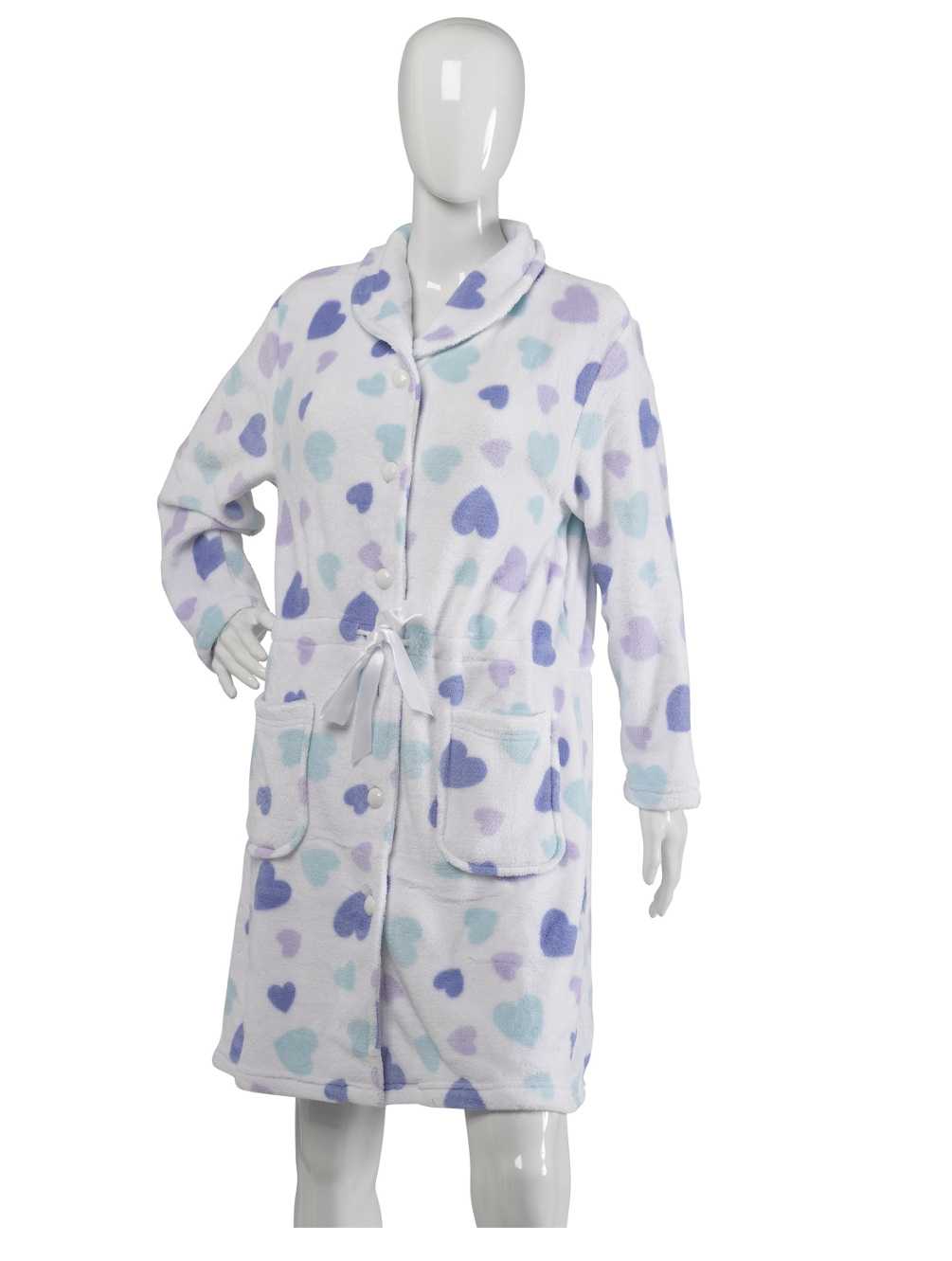 Slenderella Ladies Hearts or Star Design Bath Robes Soft Fleece Dressing Gown - Picture 26 of 36