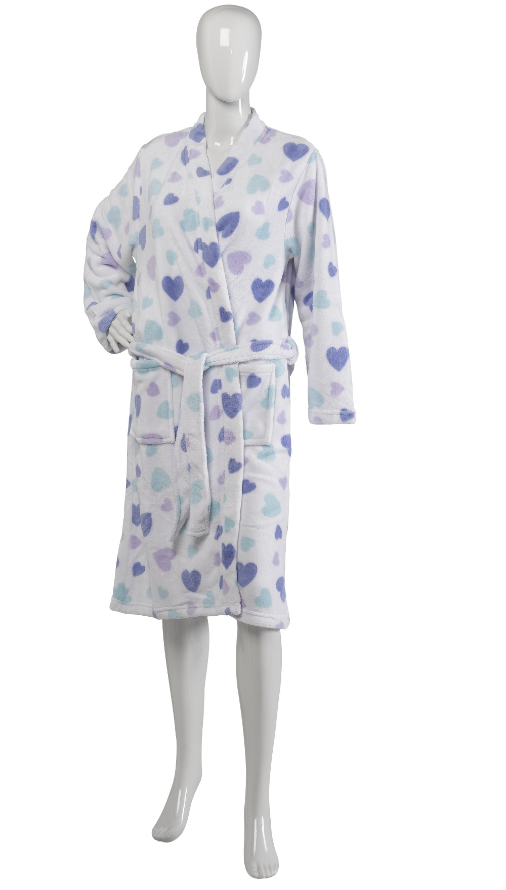 Slenderella Ladies Hearts or Star Design Bath Robes Soft Fleece Dressing Gown - Picture 31 of 36