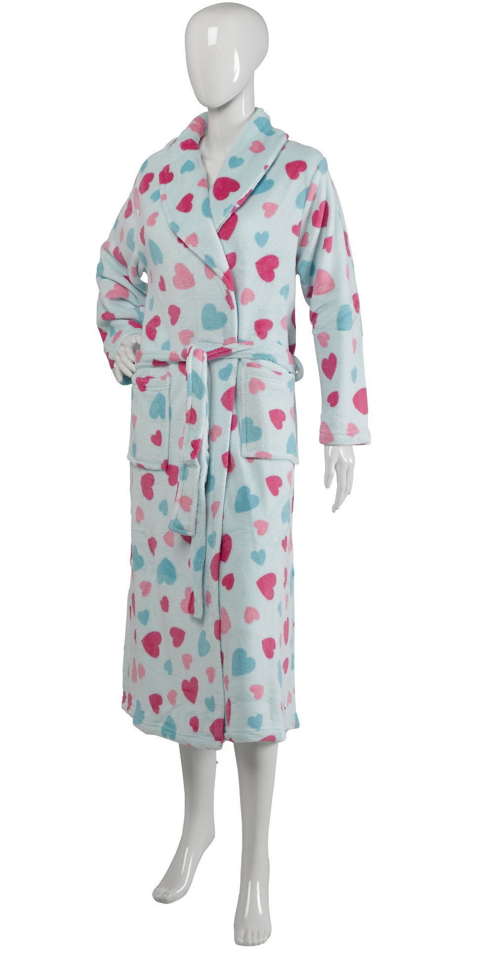 Slenderella Ladies Hearts or Star Design Bath Robes Soft Fleece Dressing Gown - Picture 17 of 36