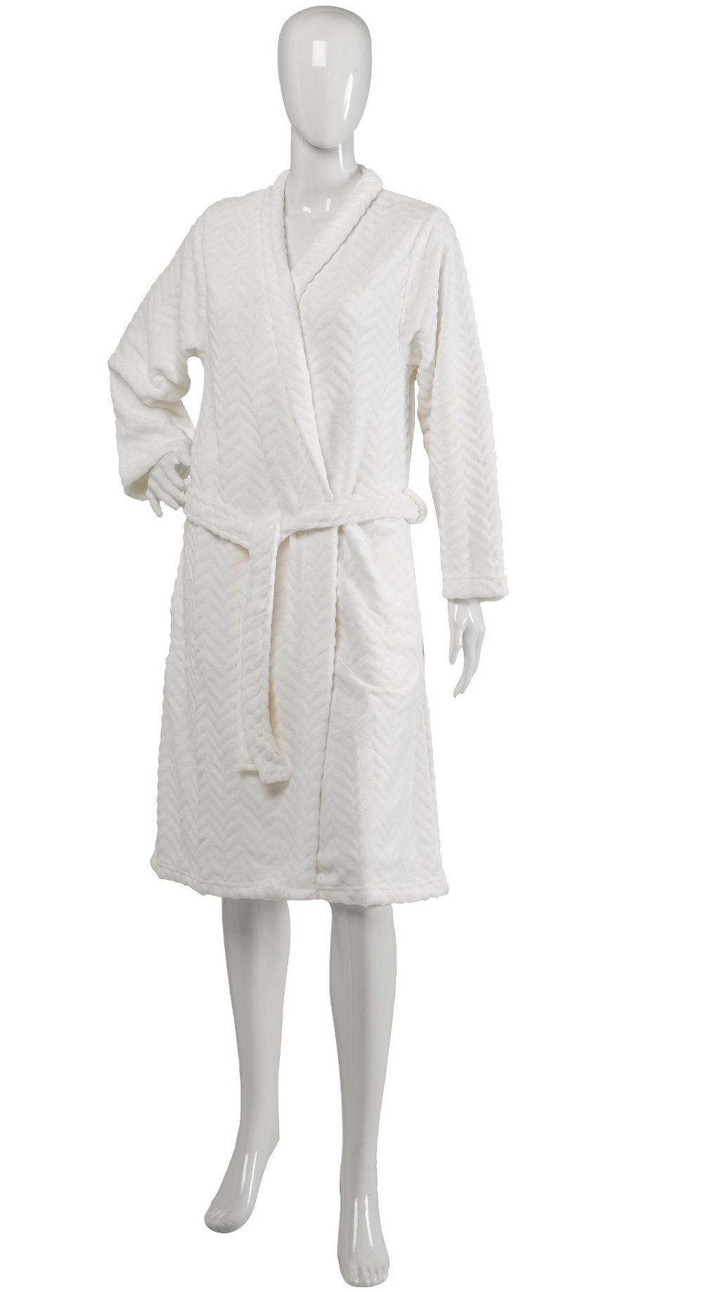 Slenderella Ladies Zig Zag Design Dressing Gown Super Soft Fleece Wrap Bathrobe - Picture 13 of 31
