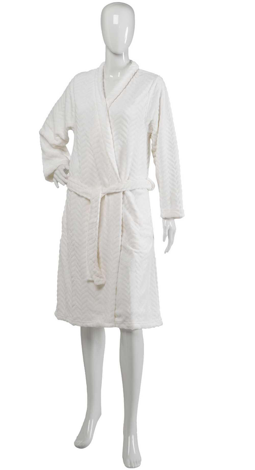 Slenderella Ladies Zig Zag Design Dressing Gown Super Soft Fleece Wrap Bathrobe - Picture 14 of 31